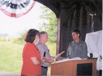 Hyde Hall Bob & Trish Kane making the State and National Register presentation to Dave Peterson, 9-9-06